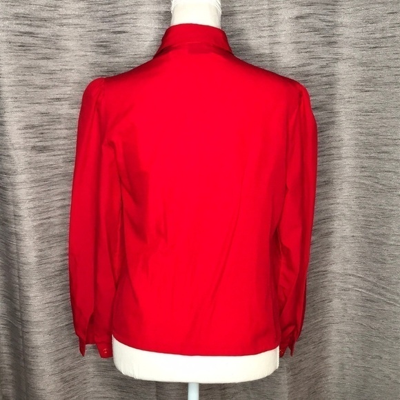 JUDY BOND RED LONG SLEEVED PUFFY BLOUSE SIZE 4 VINTAGE - Picture 2 of 8